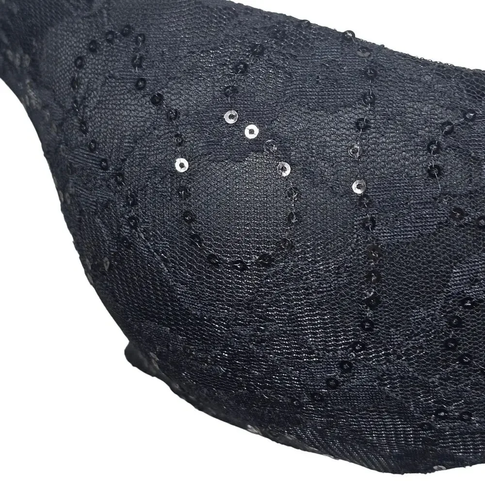 René Rofé NWT Black Sequin Convertible Stretch Bra with Removable Pads Size S